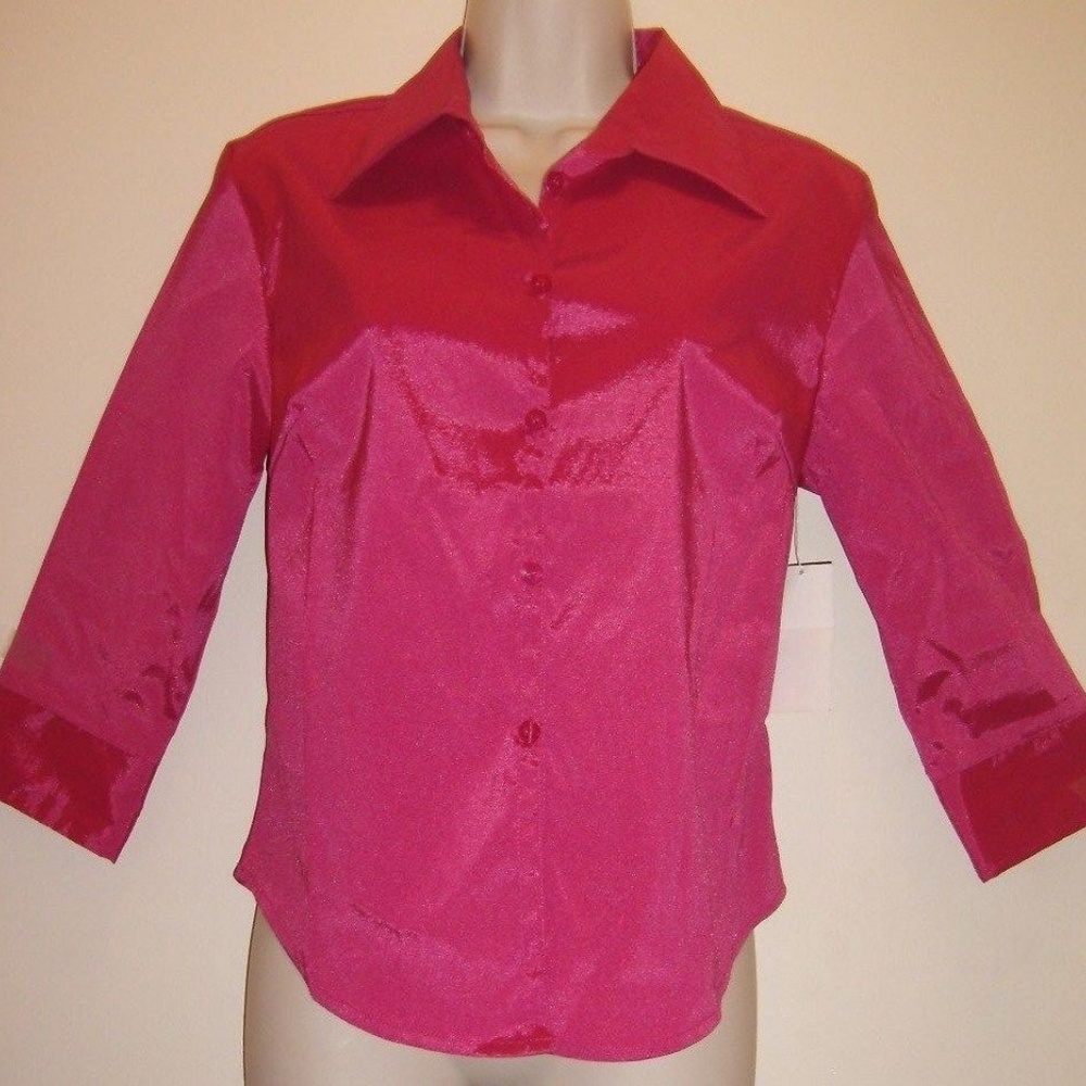 Stylish Fuchsia Button Down Summer Fun Top - image 3